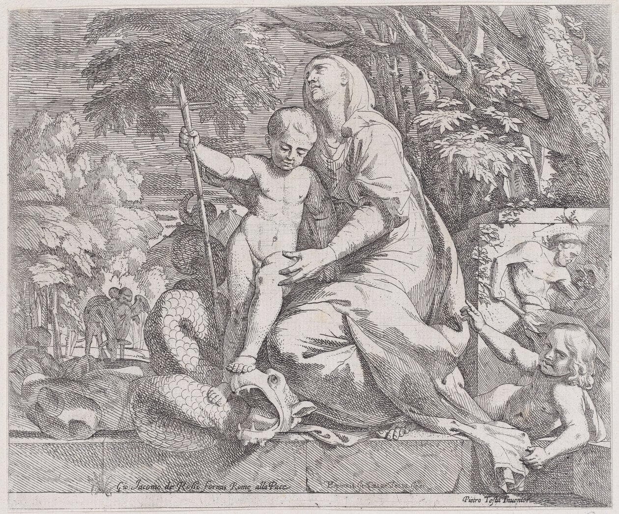 Uma alegoria do resto na fuga para o Egito, 1650-55. de Giovanni Cesare Testa