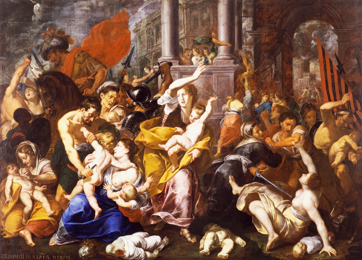 O Massacre dos Inocentes, por Johann Christoph Storer (1611-1671), óleo sobre tela, 300x420 cm, Igreja de Santo Eustorgio, Milão, Itália. de Giovanni Cristoforo Storer