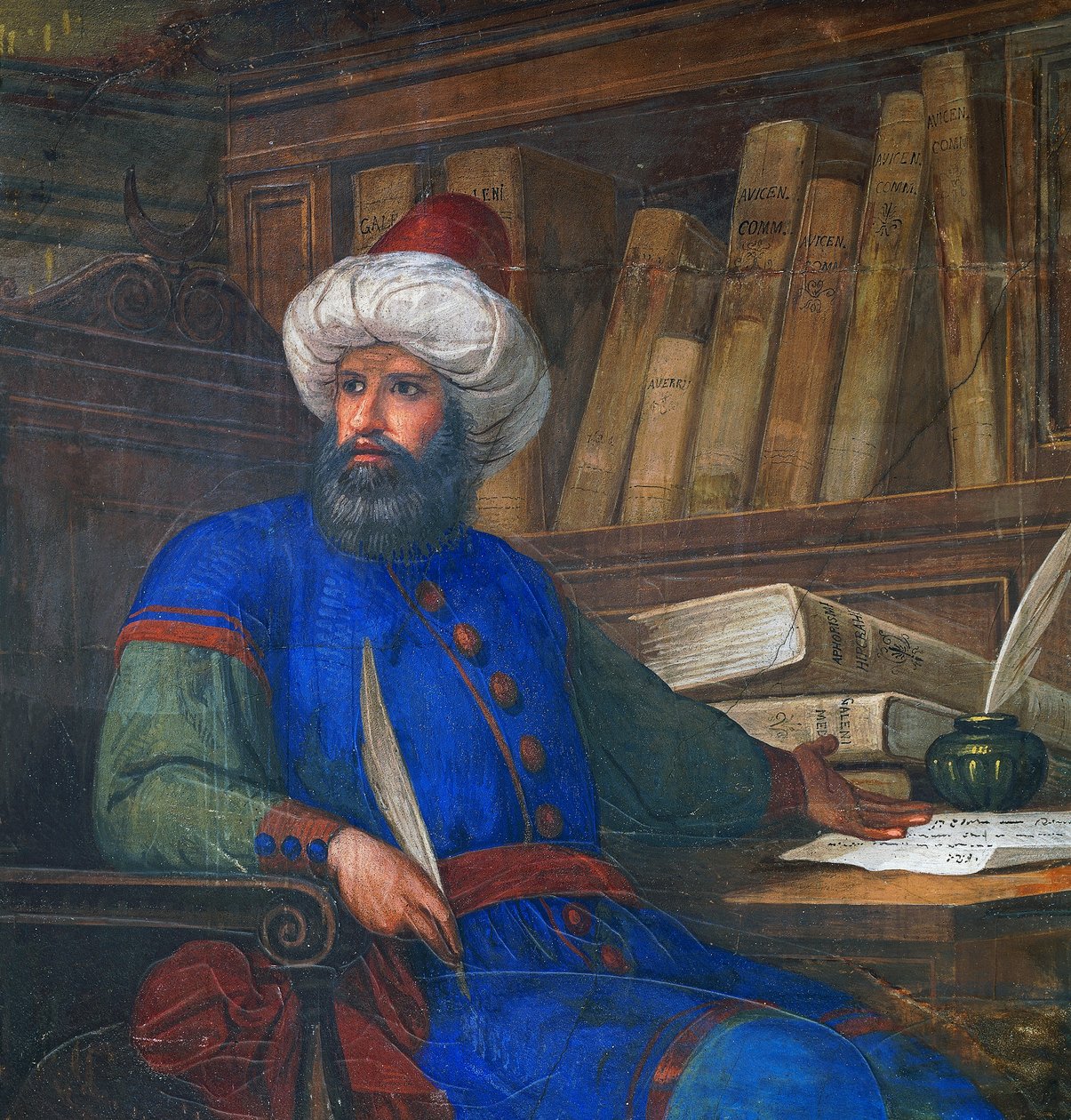 Retrato de Andrea Alpago (1450-1522), médico e filósofo, fresco de Giovanni De Min (1786-1859), Câmara Municipal, Belluno, Veneto, Itália de Giovanni De Min