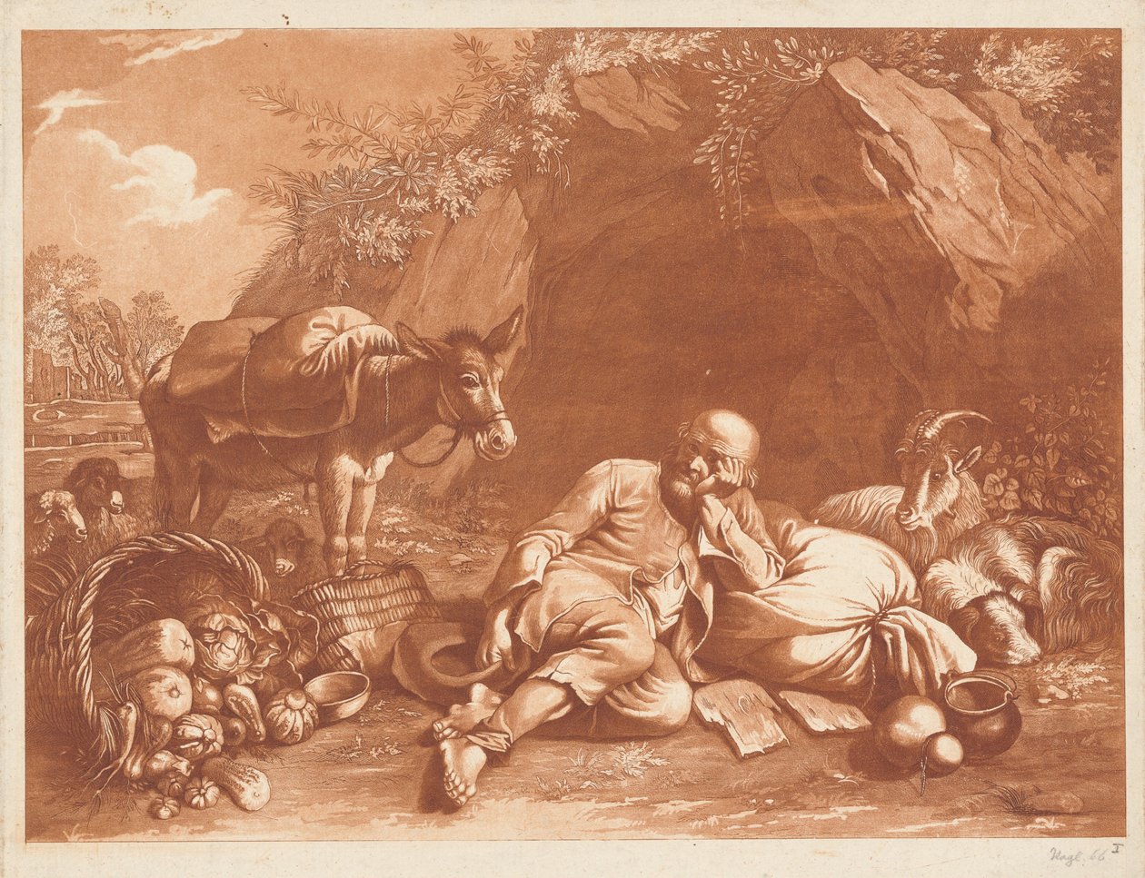 Um velho apoiado em um saco de Giovanni De Pian after Francesco Londonio