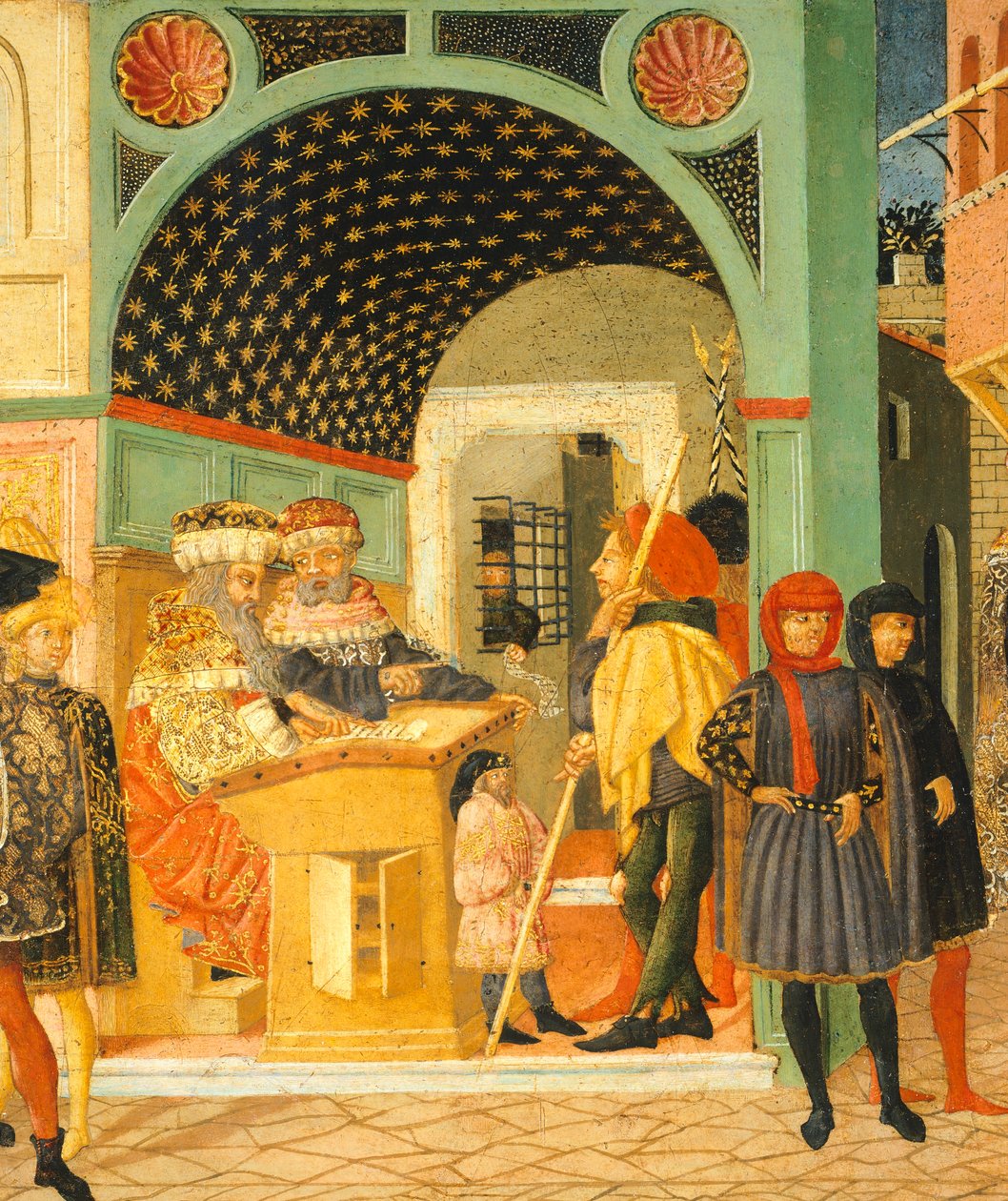 Histórias de Susanne, cerca de 1450, lado direito do peito pintado por Giovanni di Ser Giovanni, conhecido como Lo Scheggia (1406-1486), tempera no painel, Detalhe de Giovanni Di Ser Giovanni Lo Scheggia Guidi