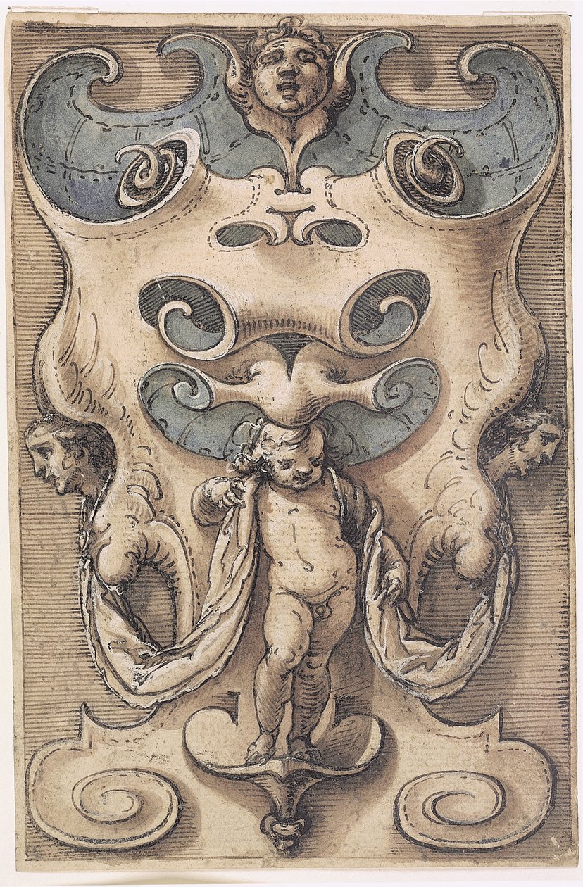 Cartouche com um Putto de Giovanni Domenico Capellino