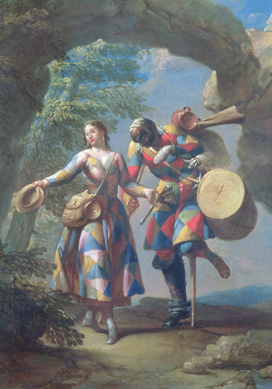 Um Arlequim que Retorna da Guerra, c.1742 de Giovanni Domenico Ferretti