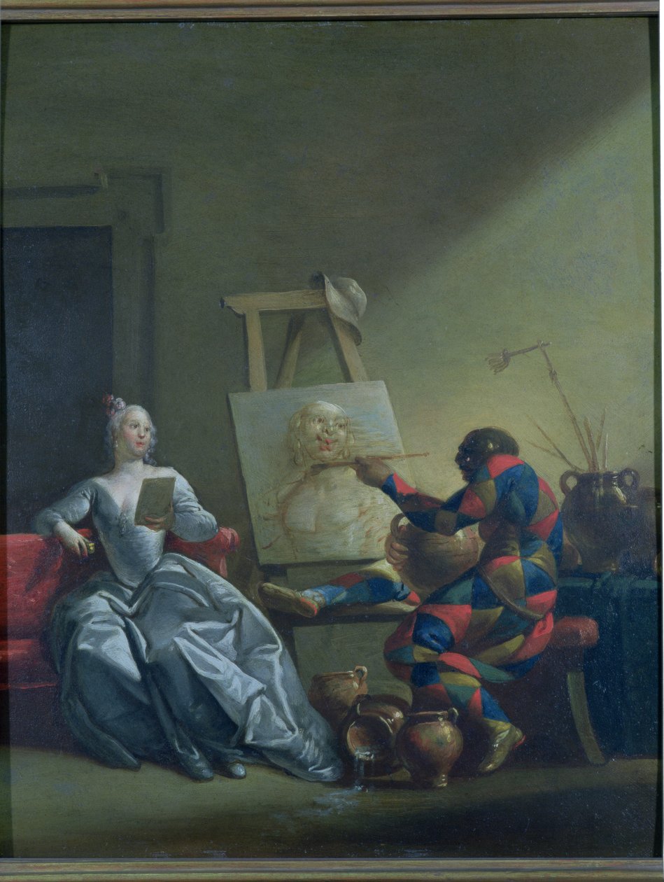 O pintor Harlequin, c.1742 de Giovanni Domenico Ferretti