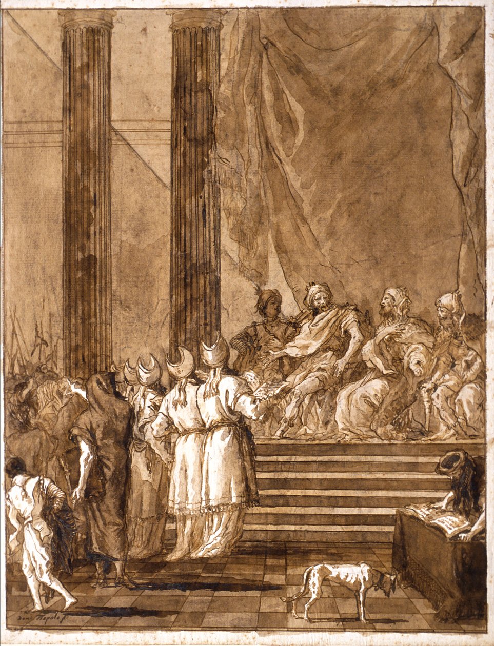 Uma disputa entre reis e sacerdotes de Giovanni Domenico Tiepolo