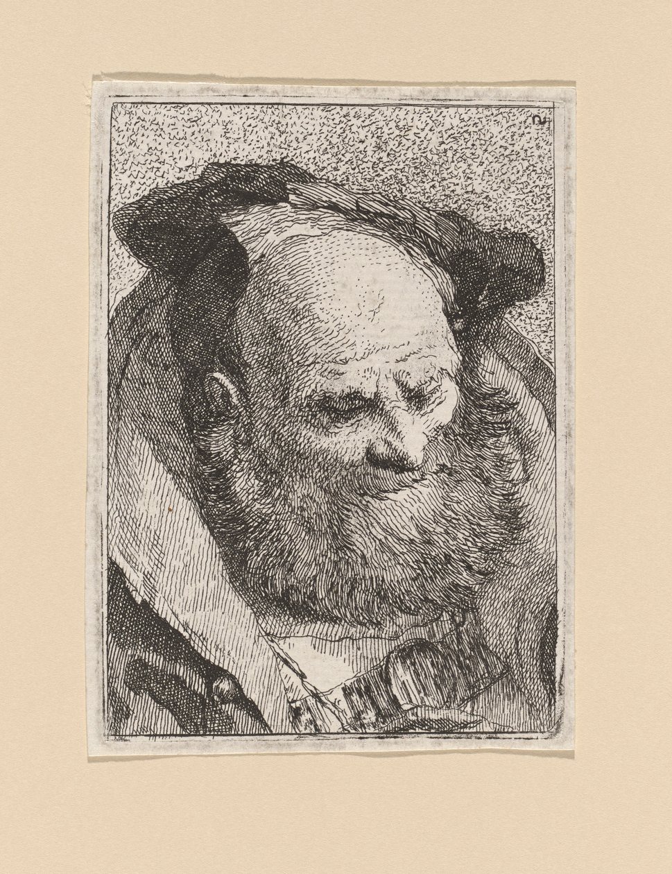 Velho barbudo, da Raccolta di Teste (Coleção de Cabeças) de Giovanni Domenico Tiepolo