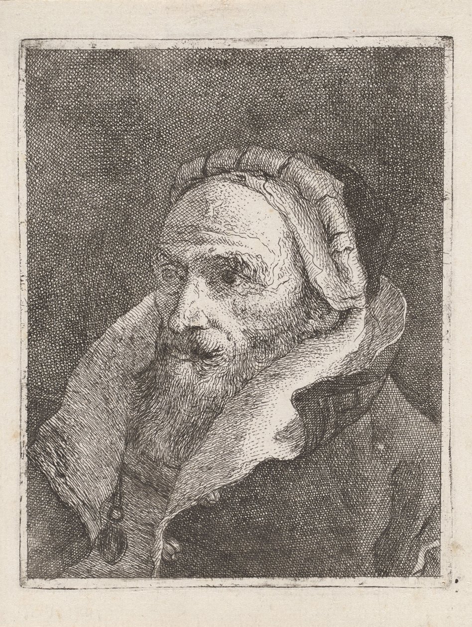 Ancião barbudo com boné, da «Raccolta di Teste» (Coleção de Cabeças) de Giovanni Domenico Tiepolo