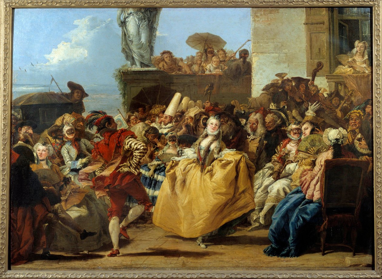 Cena de Carnaval ou "o Menuet" Máscara de Dança no século XVIII. Pintura de Gian Domenico Tiepolo (1727-1804) Sol. 1,12x0,8 m. de Giovanni Domenico Tiepolo