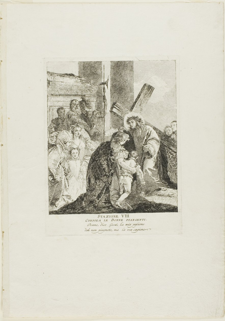 Cristo consola as mulheres que choram, prato oito da Via-Sacra de Giovanni Domenico Tiepolo