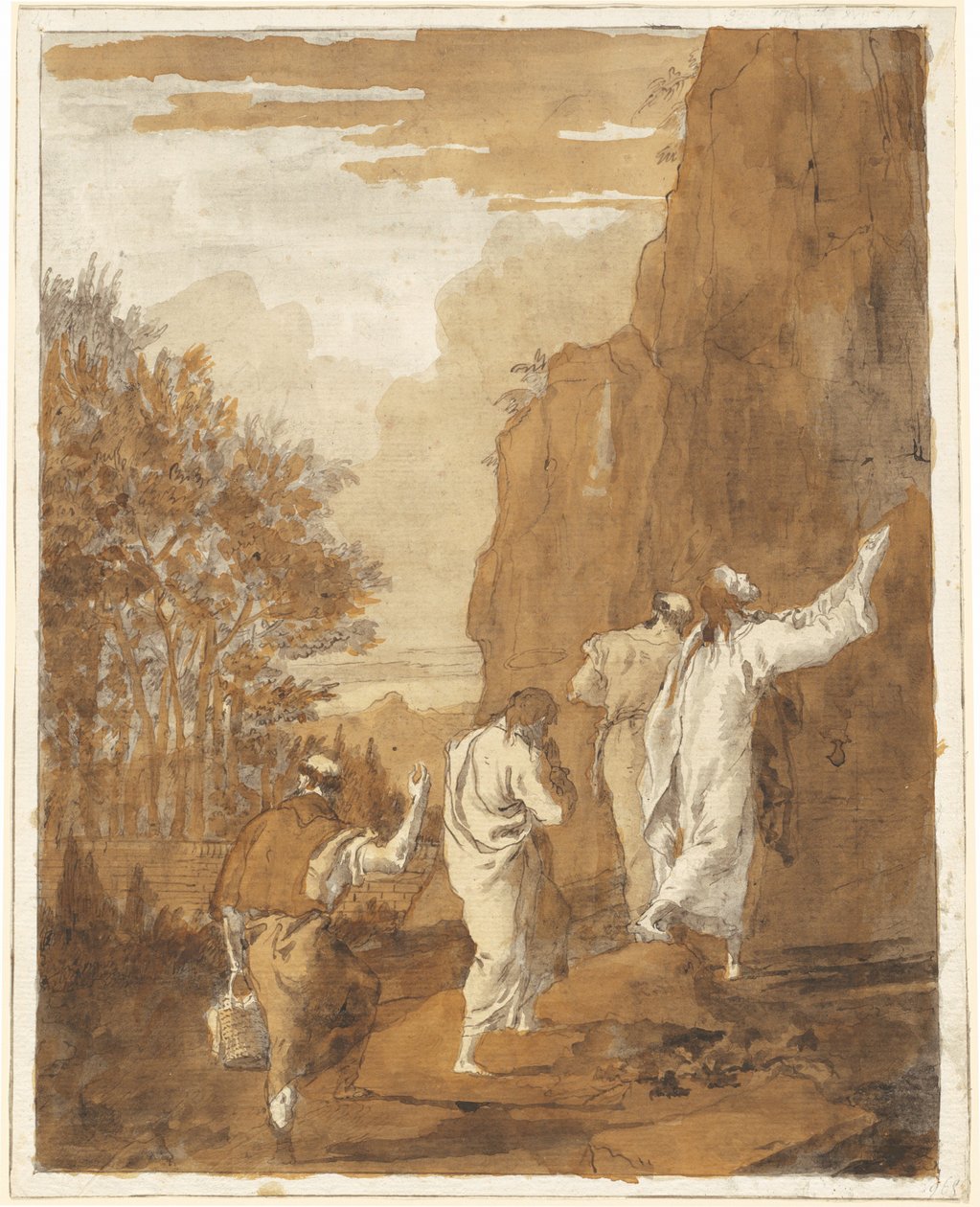 Cristo Levando Pedro, Tiago e João ao Alto Monte para a Transfiguração de Giovanni Domenico Tiepolo