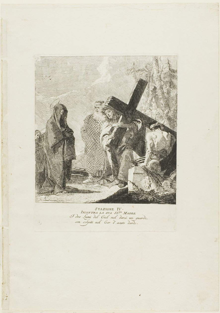 Cristo encontra a sua mãe, prato 4 da Via-Sacra de Giovanni Domenico Tiepolo