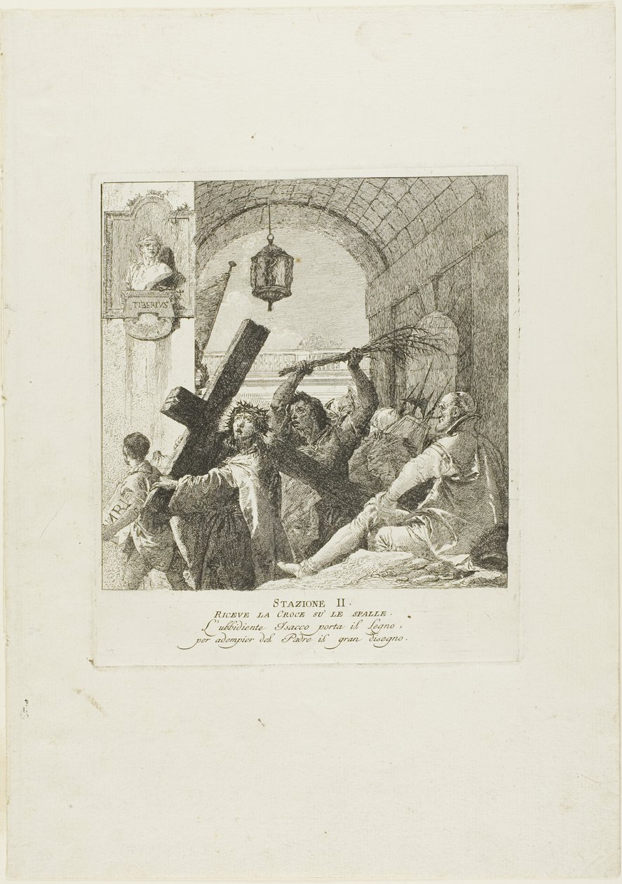 Cristo recebe a cruz, prato 2 da Via Sacra de Giovanni Domenico Tiepolo