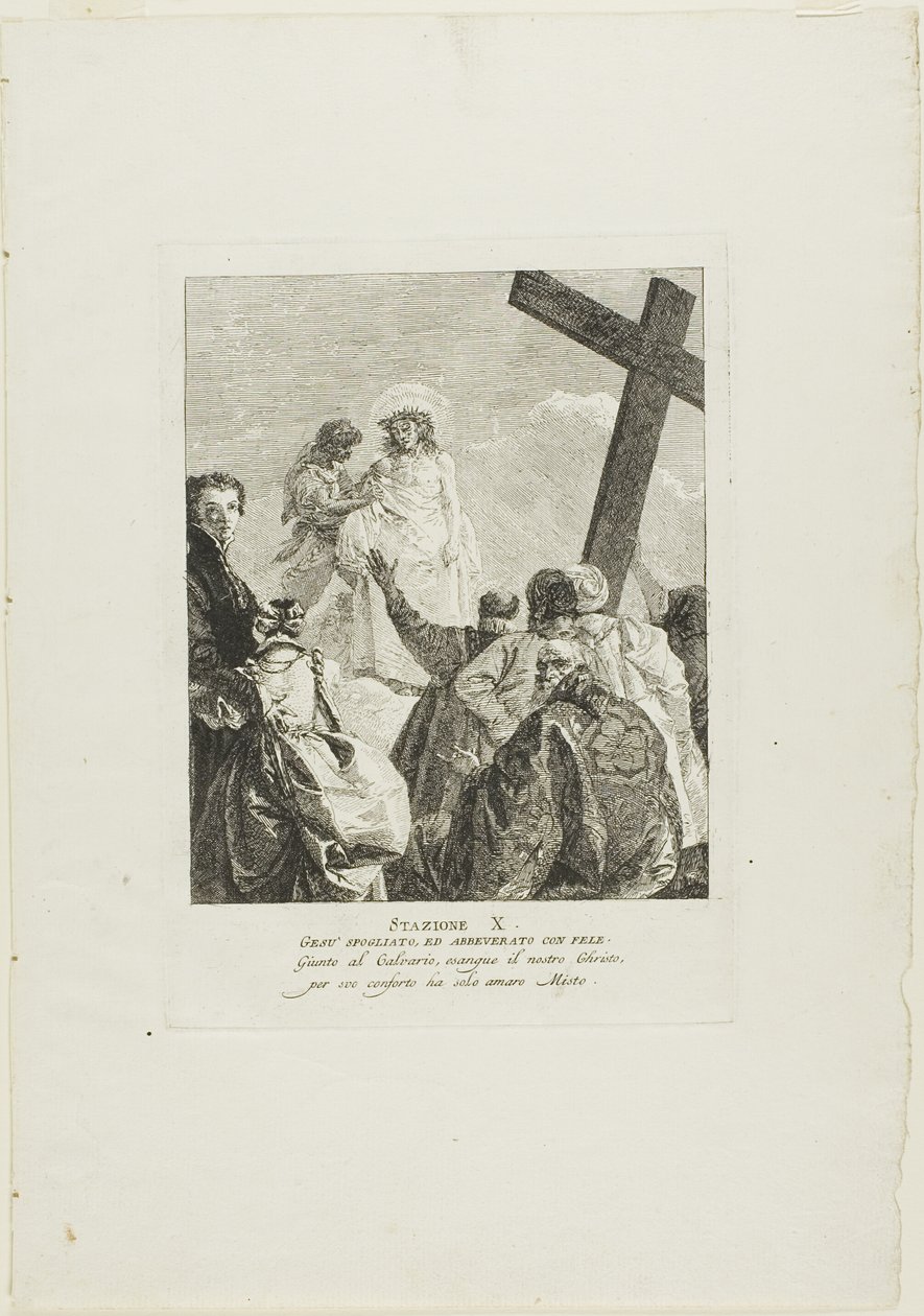 Cristo é despojado das suas vestes, lâmina dez da Via-Sacra de Giovanni Domenico Tiepolo