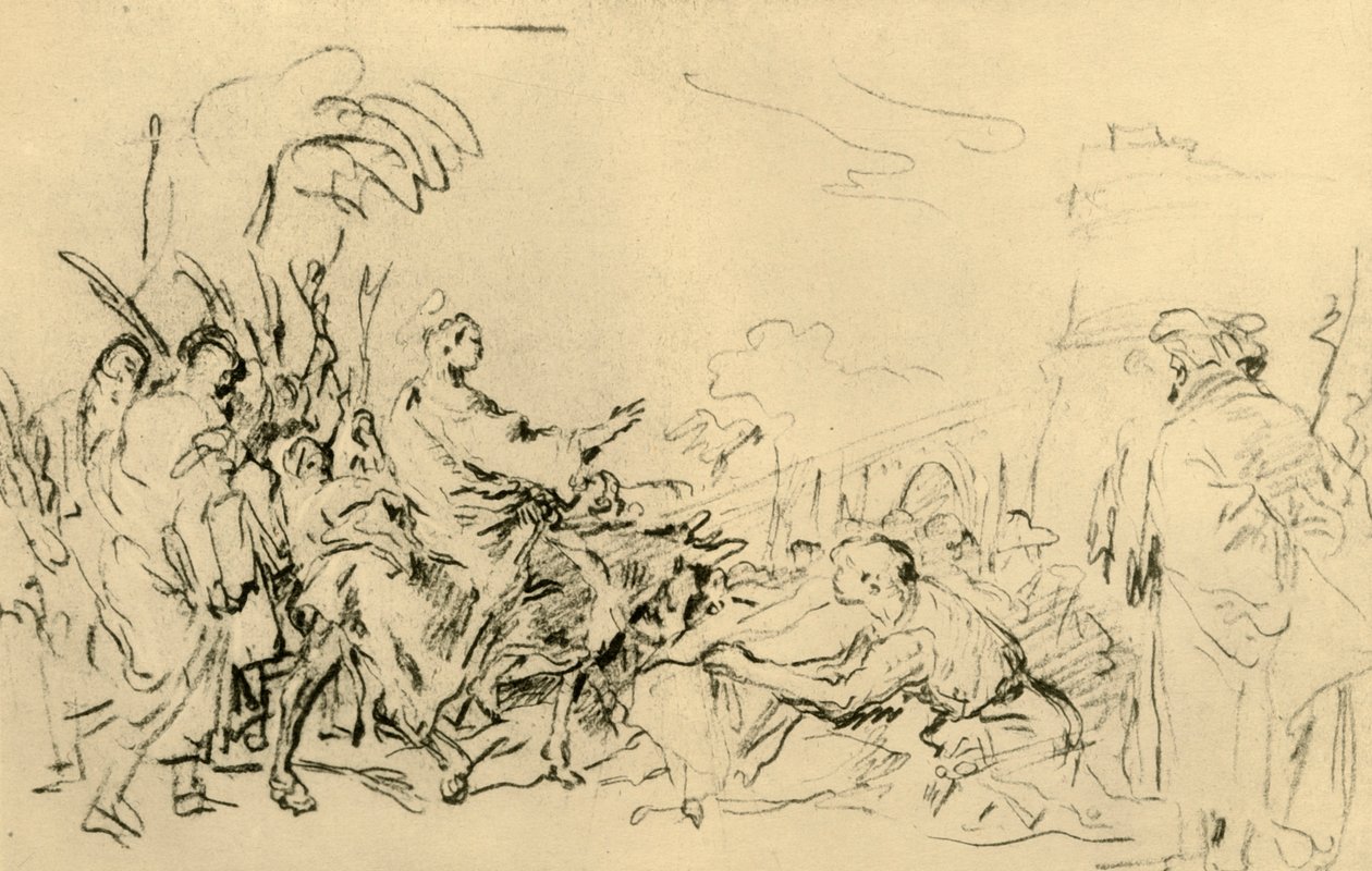 Entrada de Cristo em Jerusalém, c1759, 1928 de Giovanni Domenico Tiepolo