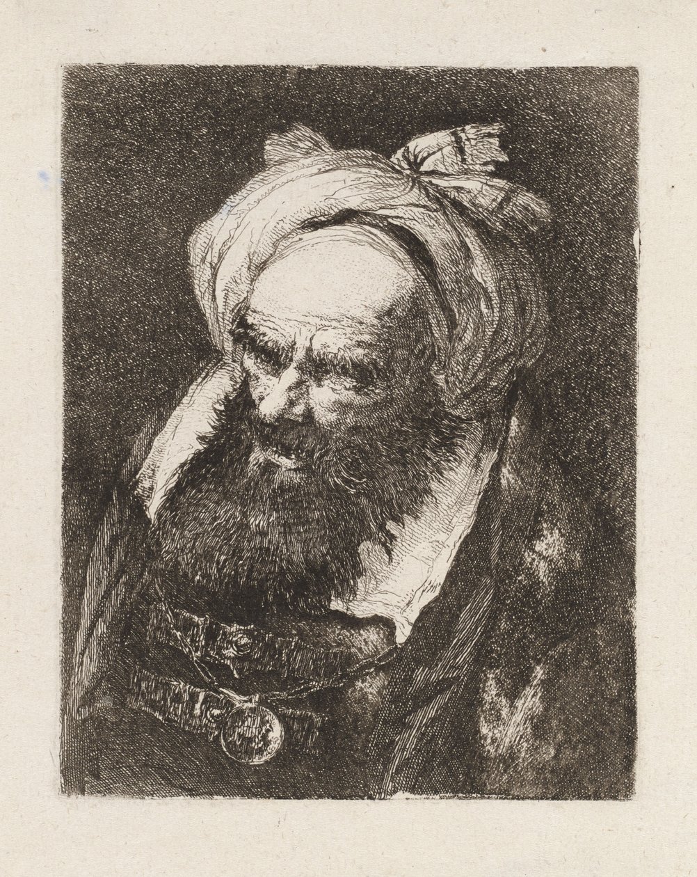 Homem idoso com turbante, da «Raccolta di Teste» (Coleção de Cabeças) de Giovanni Domenico Tiepolo