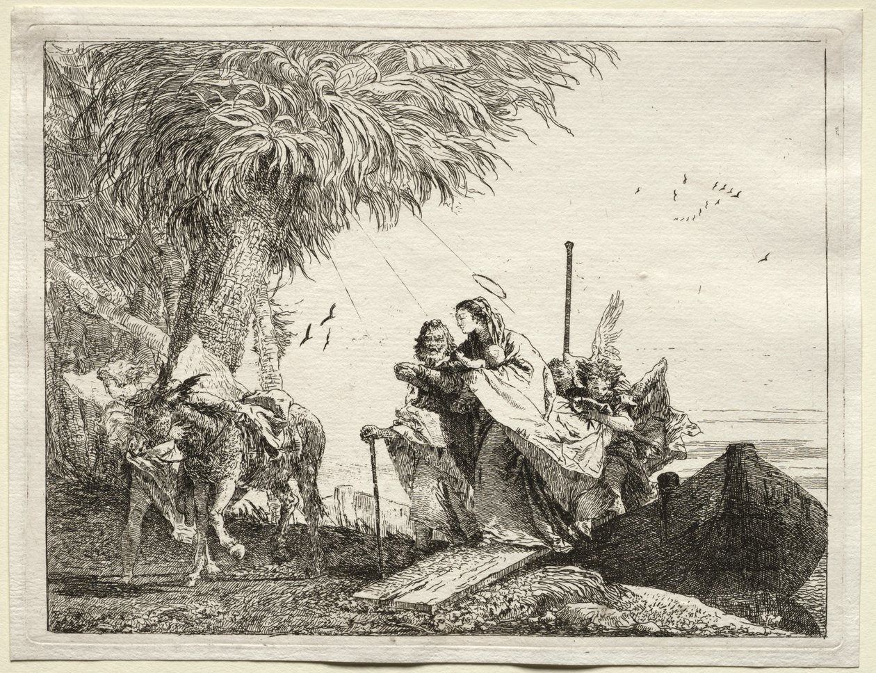 Fuga para o Egito: A Sagrada Família, Desembarque de Giovanni Domenico Tiepolo