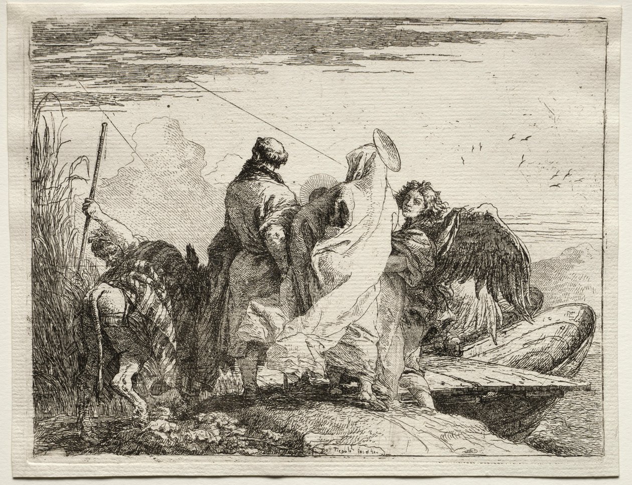 Fuga para o Egito: a Sagrada Família Saindo da Costa. de Giovanni Domenico Tiepolo