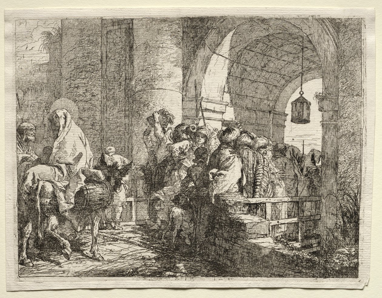 Fuga para o Egito: A Sagrada Família Passando sob um Arco de Giovanni Domenico Tiepolo
