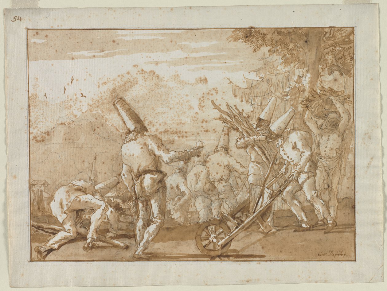 Gathering Wood, final dos anos 1790. de Giovanni Domenico Tiepolo