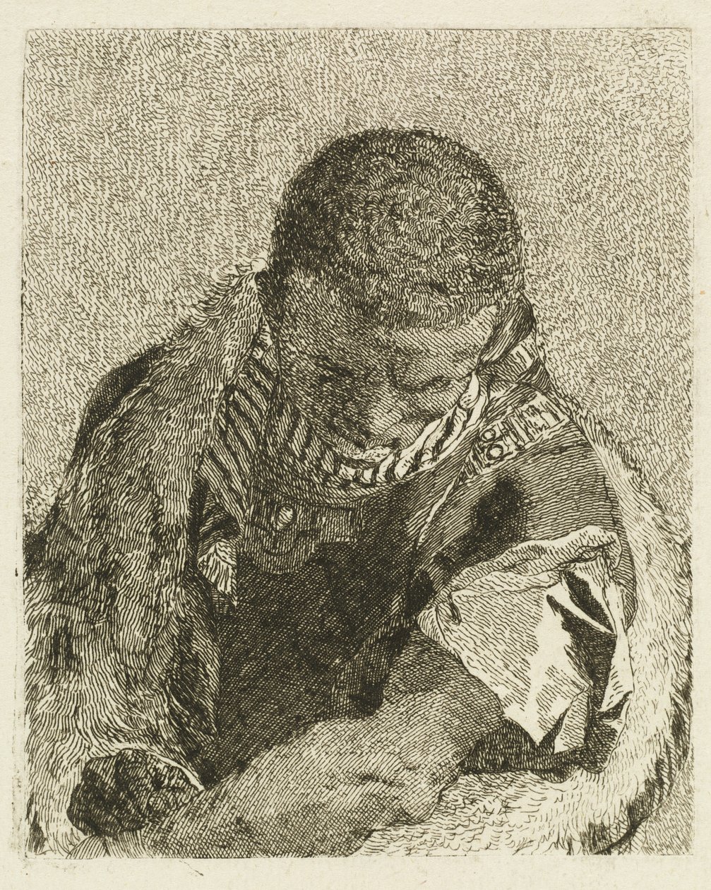 Cabeça de um mouro dobrando para a frente de Giovanni Domenico Tiepolo