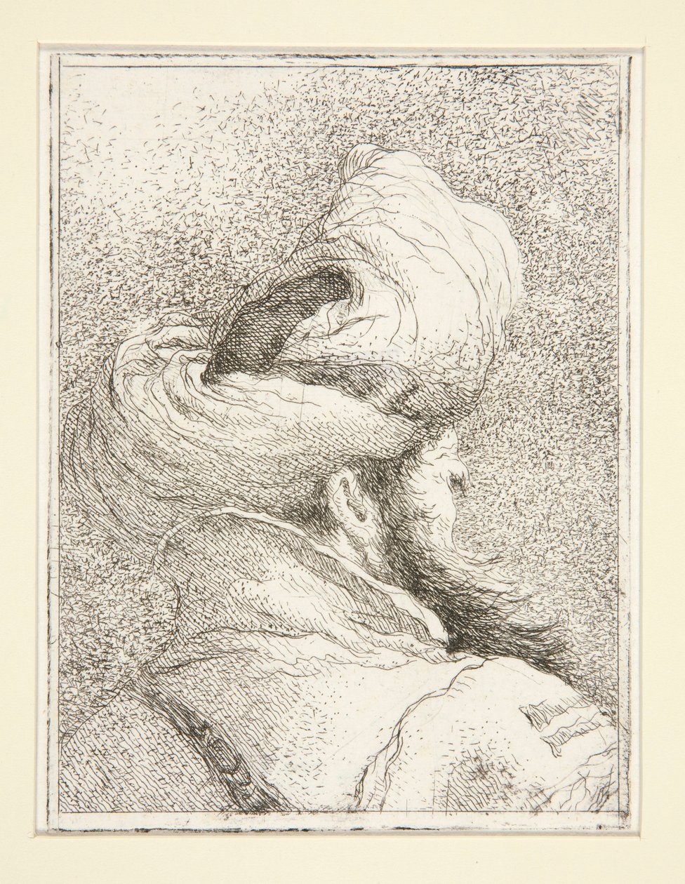 Chefe de um turco, da série Raccolta di Teste, Libro Secondo (Colecção de Cabeças, Livro Dois) de Giovanni Domenico Tiepolo