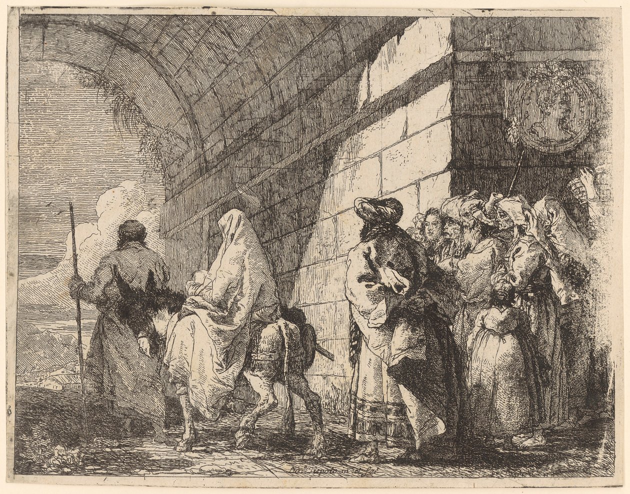A Sagrada Família deixa a cidade de Giovanni Domenico Tiepolo