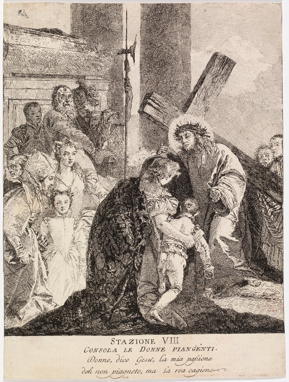Jesus consola as mulheres de Jerusalém que choram de Giovanni Domenico Tiepolo