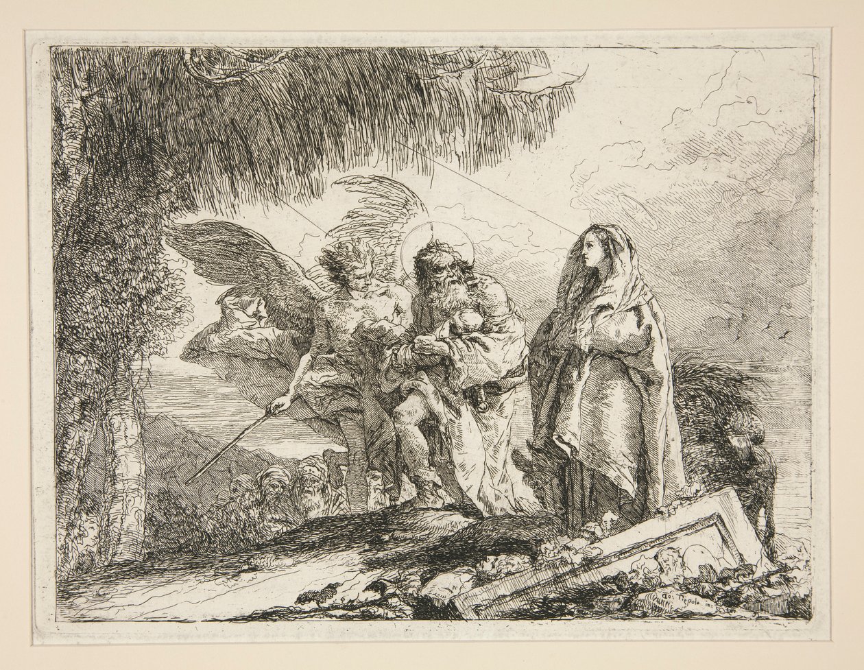 Joseph Carrying Jesus in his Arms, da série Idee pittoresche sopra la fuga in Egitto (Voo para o Egipto) de Giovanni Domenico Tiepolo