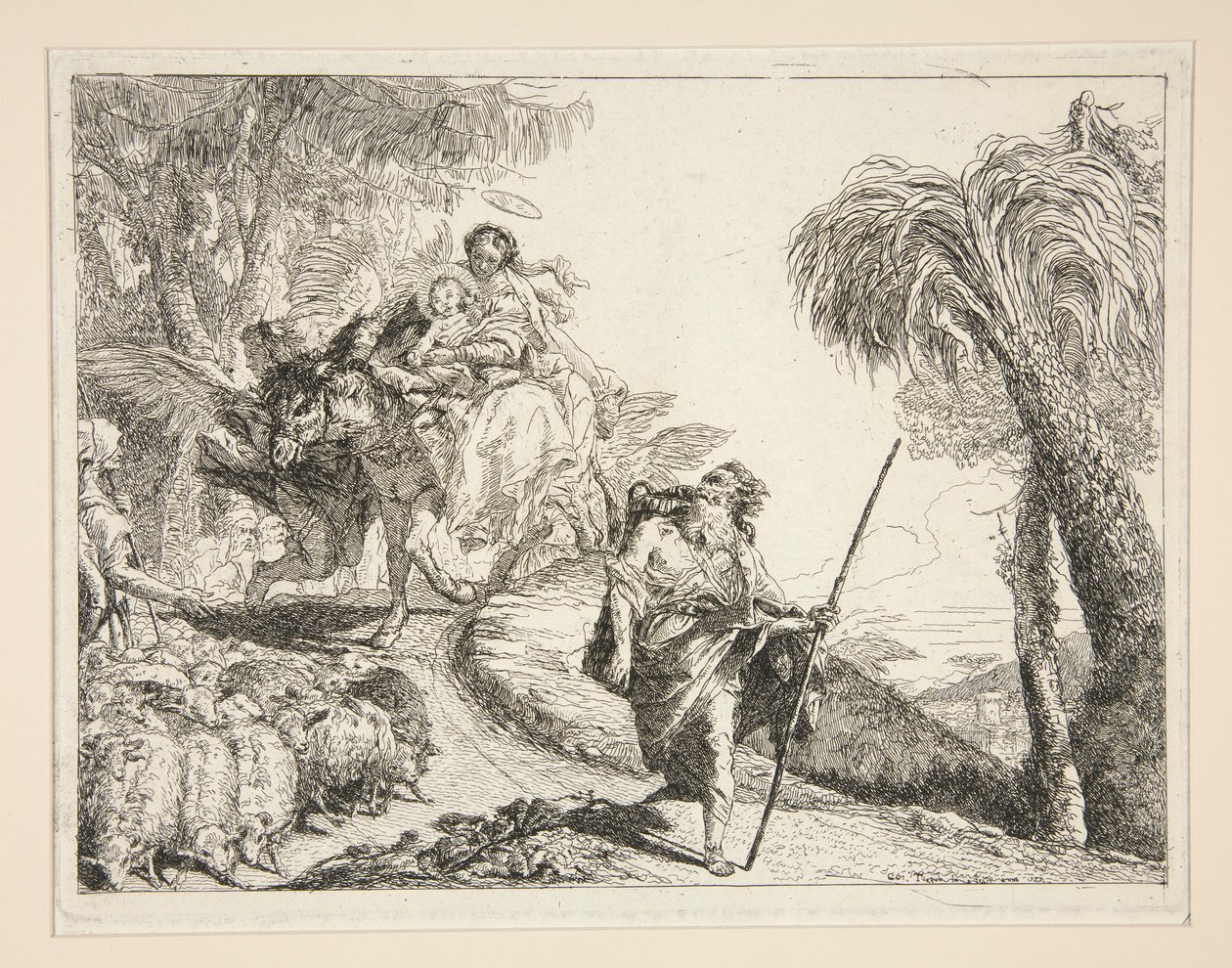 José com a Virgem e a Criança, da série Idee pittoresche sopra la fuga em Egitto (Voo para o Egipto) de Giovanni Domenico Tiepolo