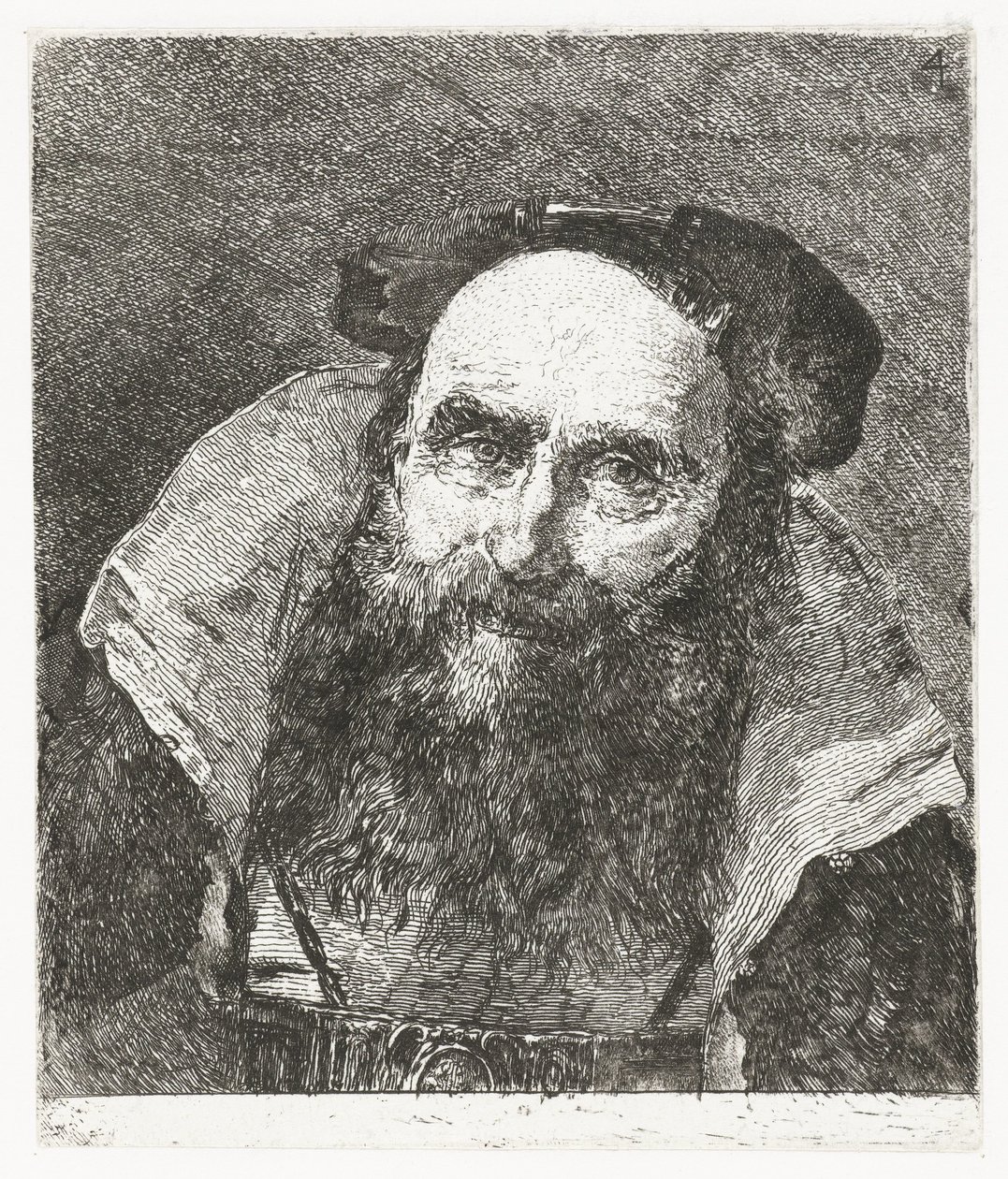 velho sorridente Coleção de cabeças (título da série) Raccolta di Teste (título da série) de Giovanni Domenico Tiepolo