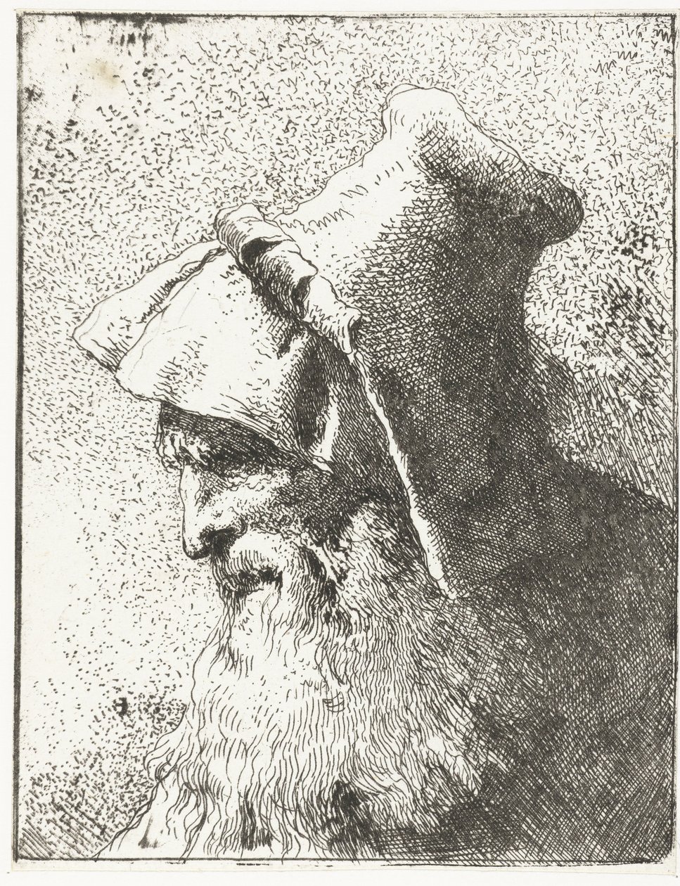 Homem com barba e chapéu Coleção de cabeças (título da série) Raccolta di Teste (título da série) de Giovanni Domenico Tiepolo