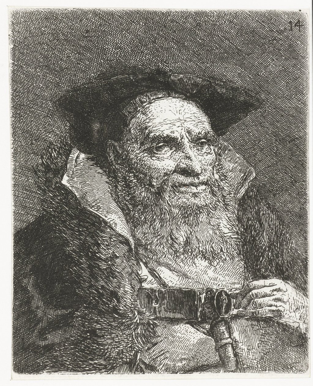homem com boina Coleção de cabeças (título da série) Raccolta di Teste (título da série) de Giovanni Domenico Tiepolo
