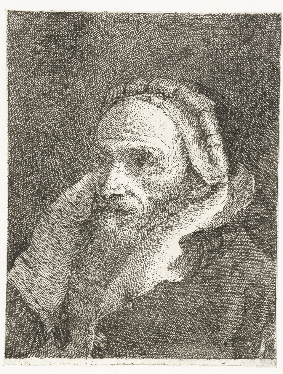 Homem com gola alta de capa
Colecção de cabeças (título da série)
Raccolta di Teste (título da série) de Giovanni Domenico Tiepolo