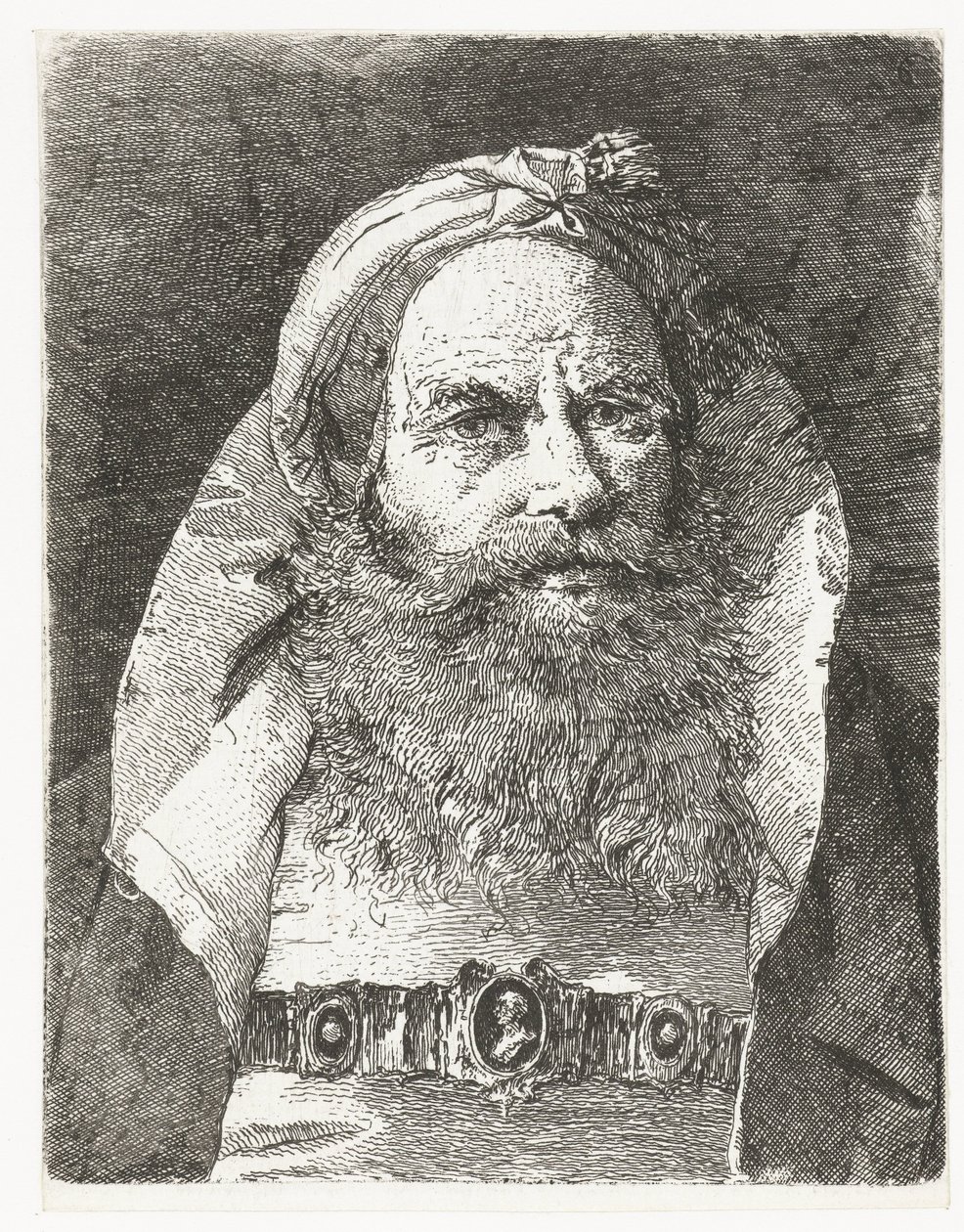 Homem com pequeno turbante
Colecção de cabeças (título da série)
Raccolta di Teste (título da série) de Giovanni Domenico Tiepolo