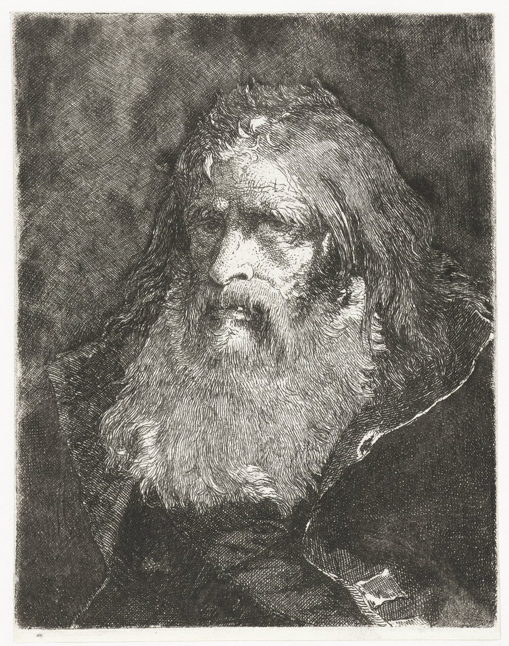 Homem com cabelo comprido e sem arnês
Colecção de cabeças (título da série)
Raccolta di Teste (título da série) de Giovanni Domenico Tiepolo