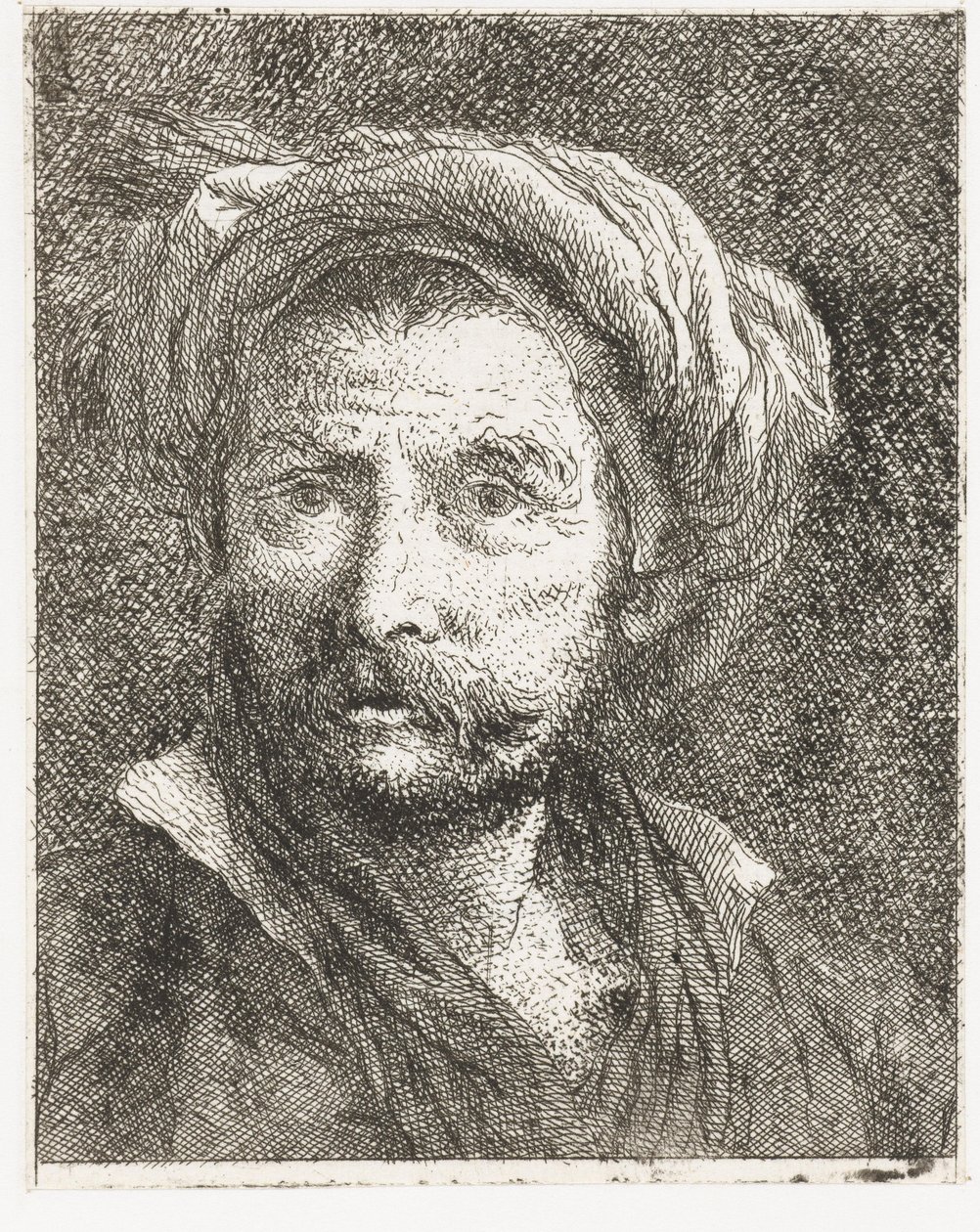 Homem com bigode e turbante de Giovanni Domenico Tiepolo