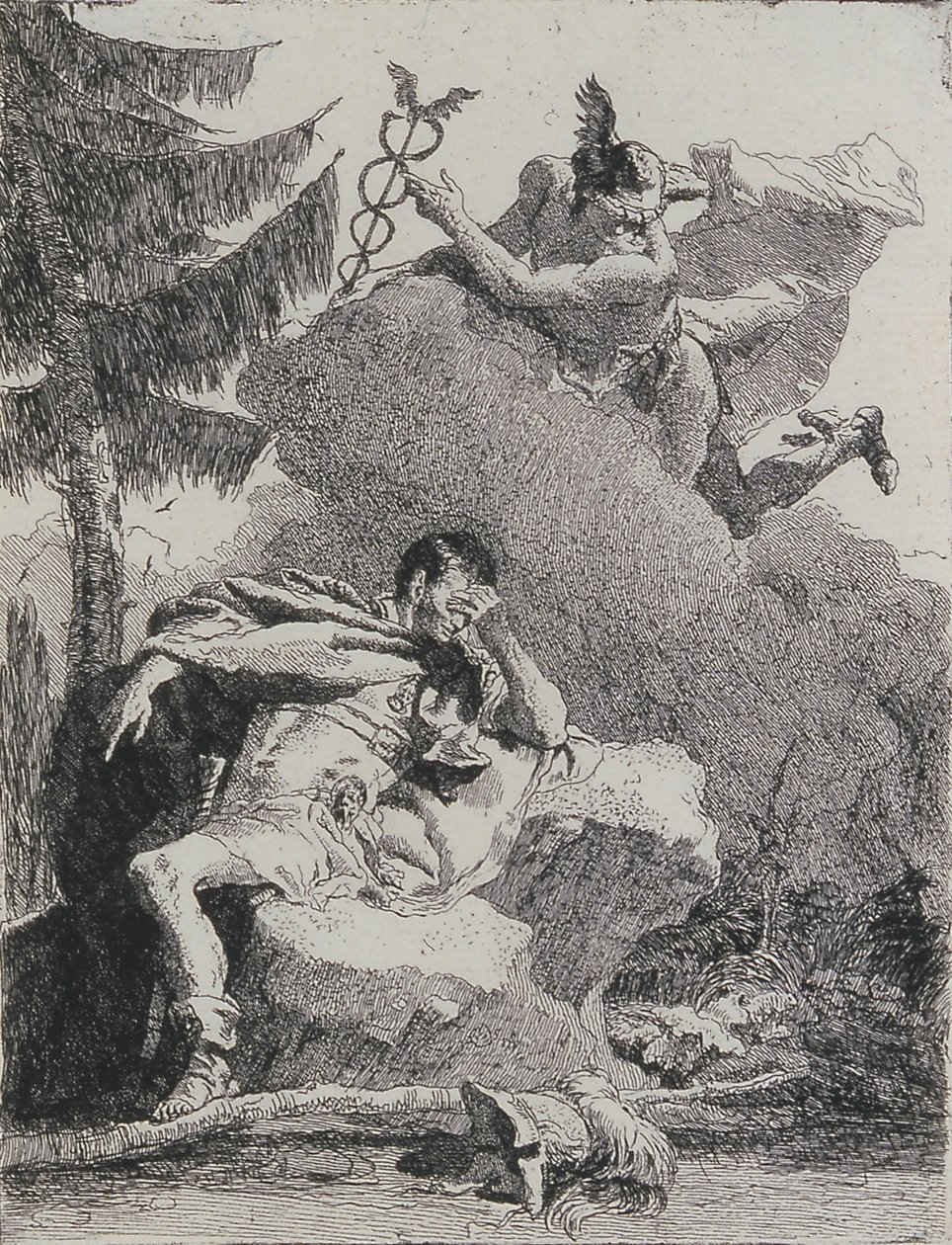Mercúrio Aparece a Enéias em Sonho, 1757. de Giovanni Domenico Tiepolo