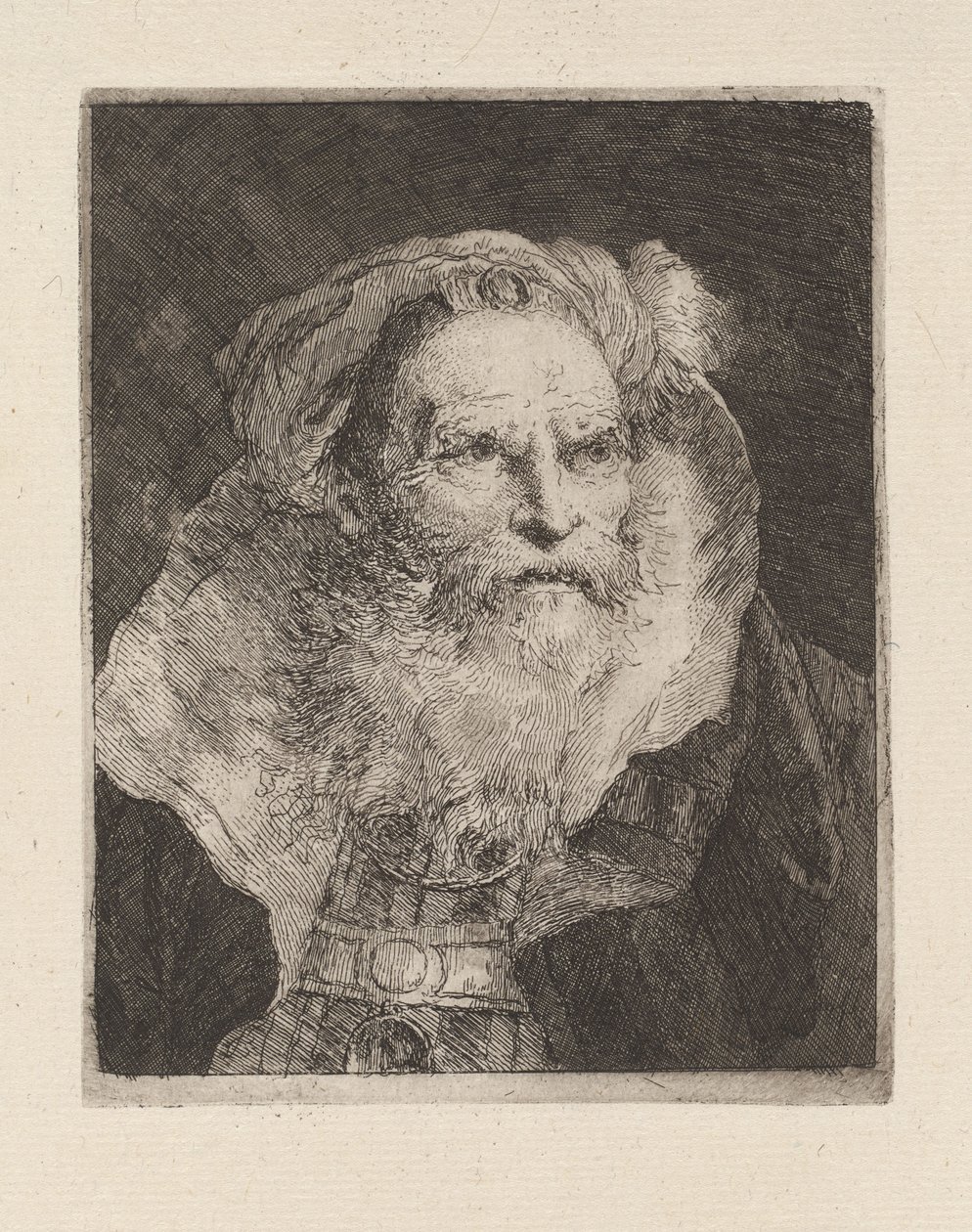 «Ancião a meditar», da «Raccolta di Teste» (Coleção de Cabeças) de Giovanni Domenico Tiepolo