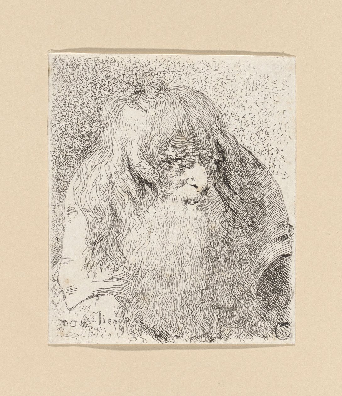 Ancião com barba e cabelo comprido, da «Raccolta di Teste» (Coleção de Cabeças) de Giovanni Domenico Tiepolo