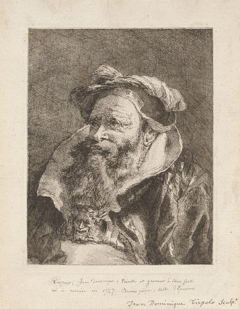 Velho com barba, da Raccolta di Teste (Coleção de Cabeças) de Giovanni Domenico Tiepolo