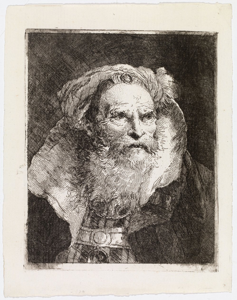 Ancião com turbante, virado para a direita de Giovanni Domenico Tiepolo