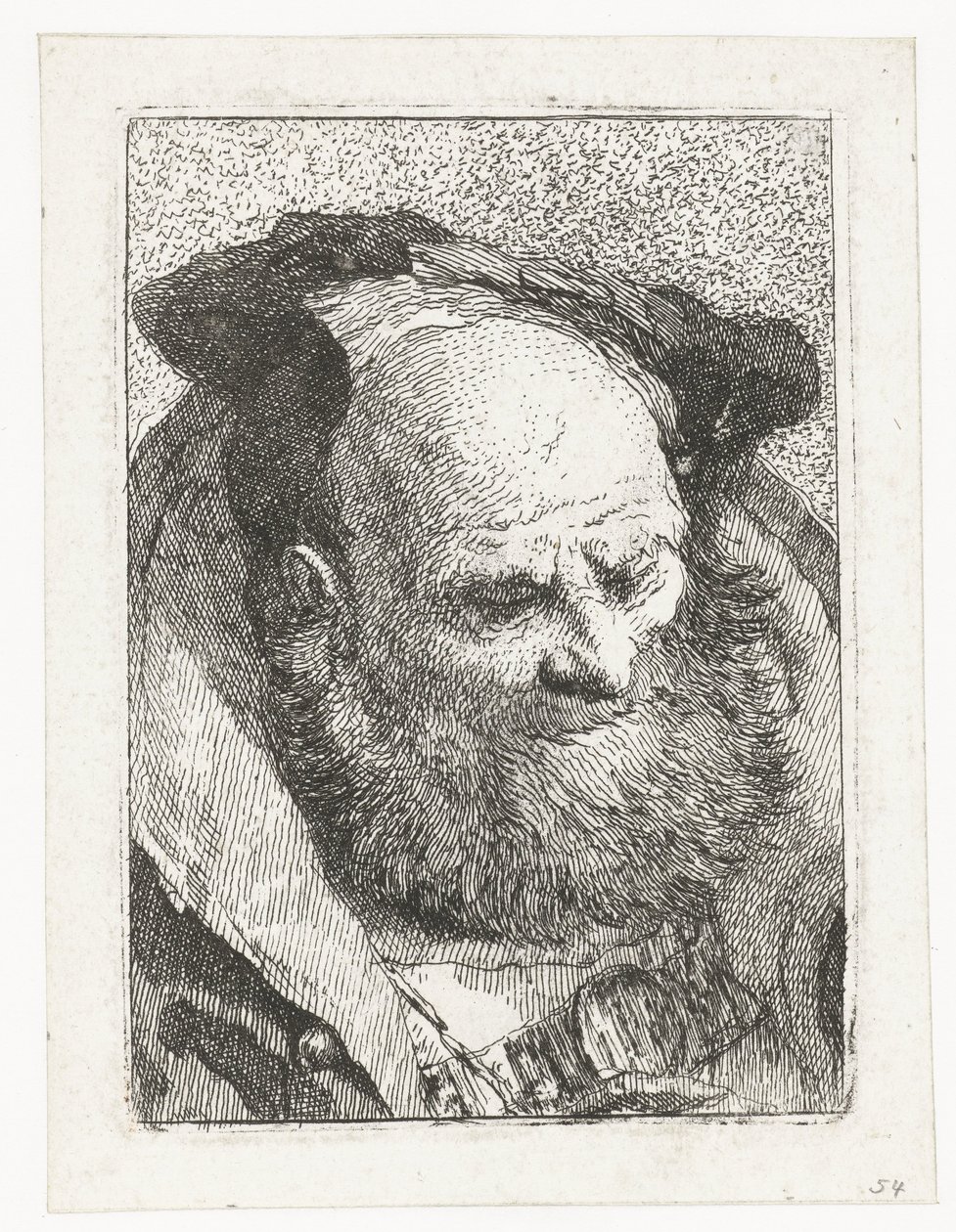 Velho com barba
Colecção de cabeças (título da série)
Raccolta di Teste (título da série) de Giovanni Domenico Tiepolo