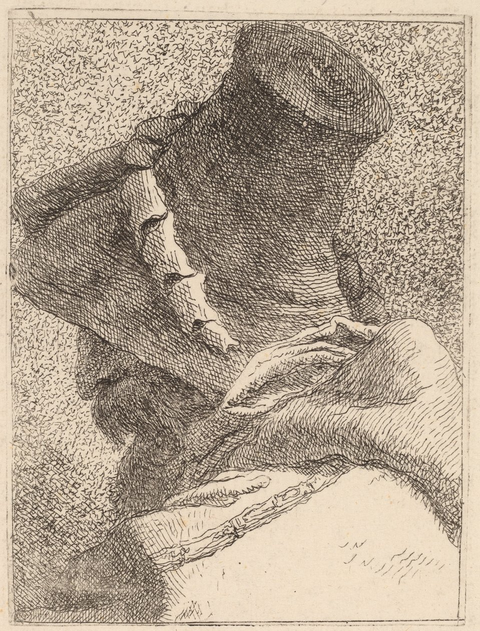 Perfil de um velho com um chapéu de Giovanni Domenico Tiepolo