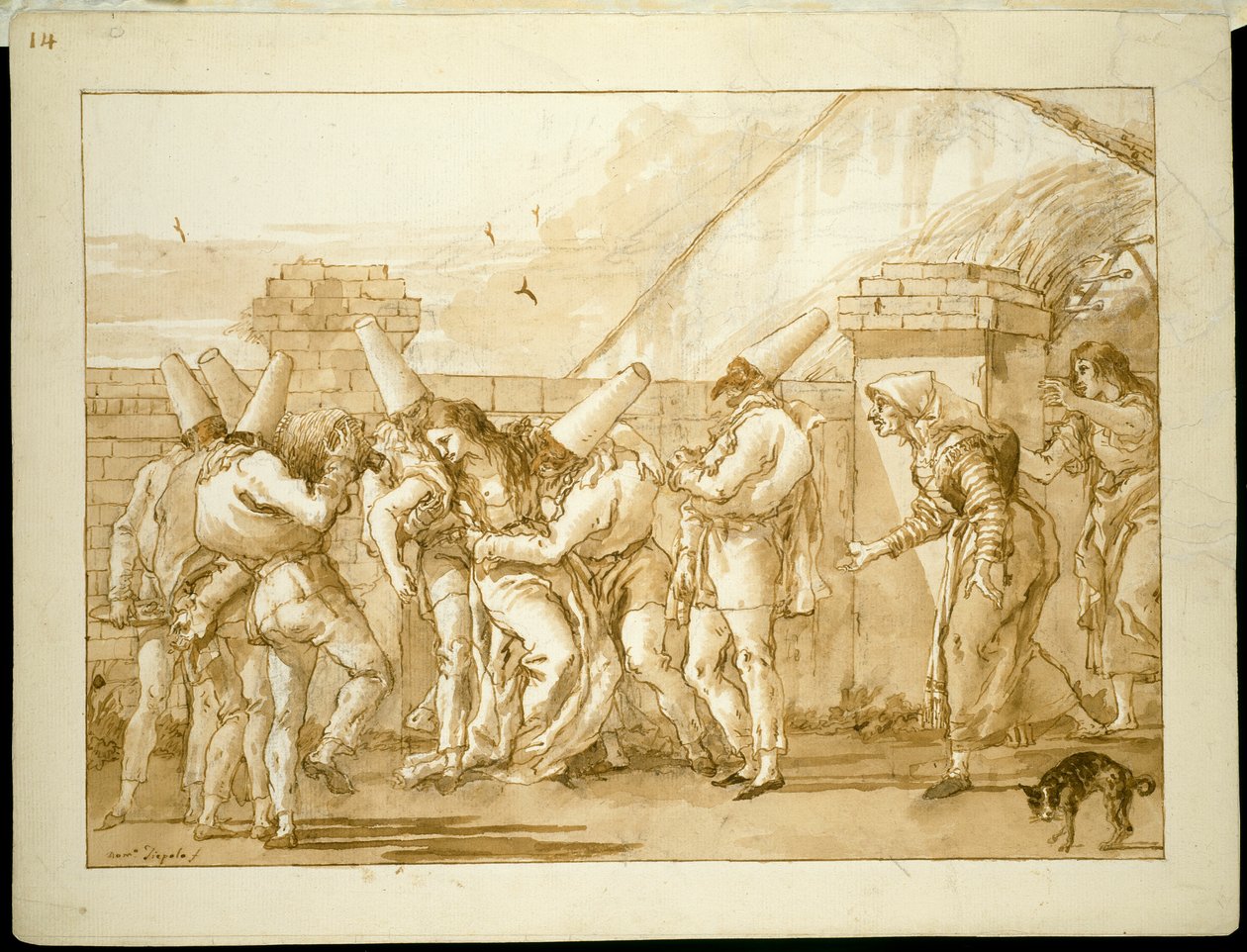 A amante de Punchinello desmaia de Giovanni Domenico Tiepolo