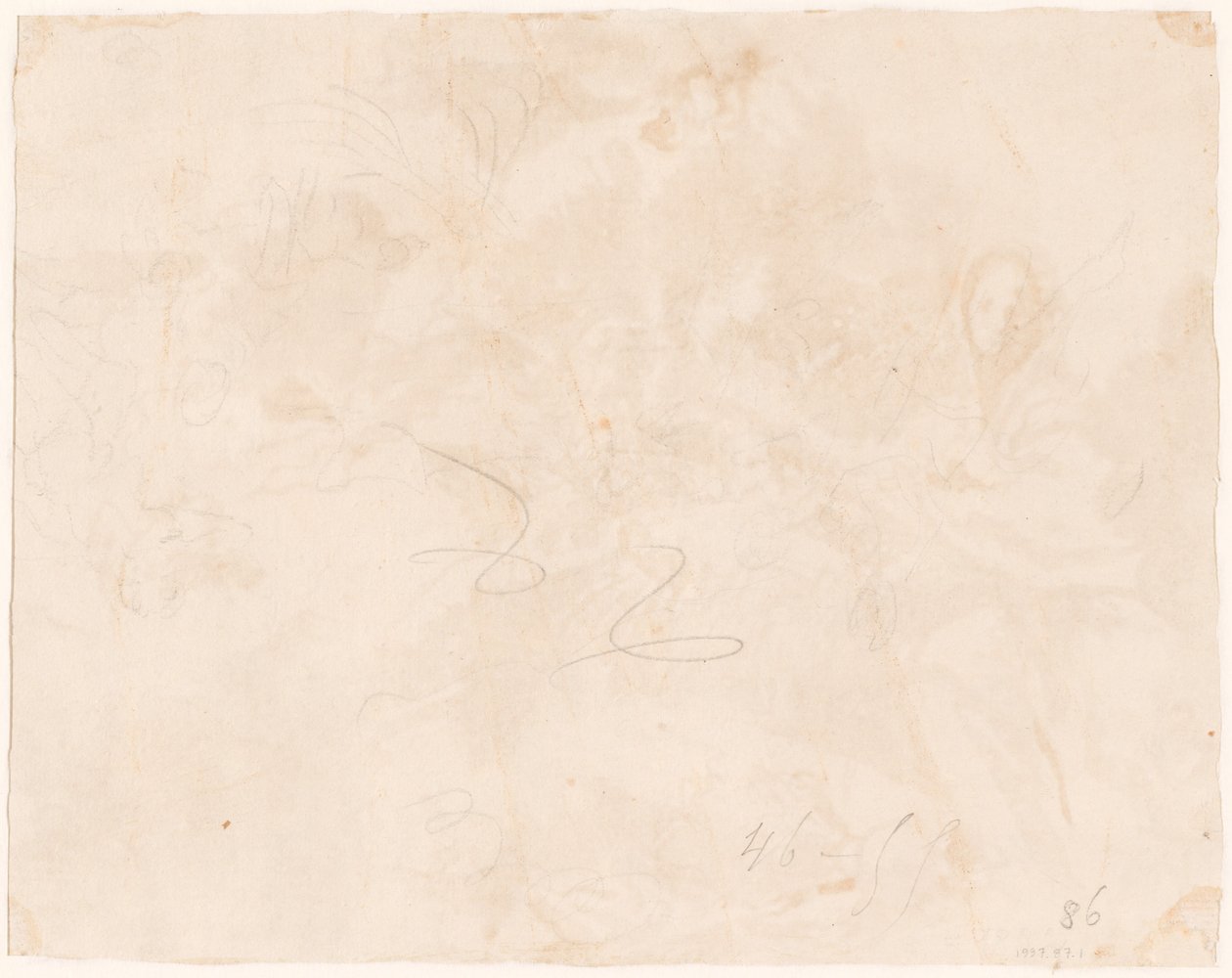 Esboço para a Fuga para o Egito [verso] de Giovanni Domenico Tiepolo