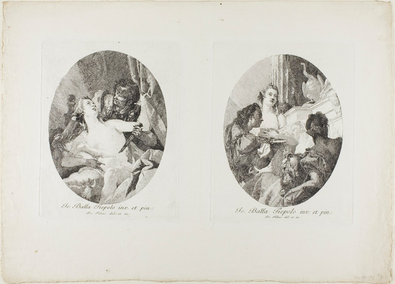 Tarquin e Lucretia e Cleópatra são homenageados com presentes de Giovanni Domenico Tiepolo