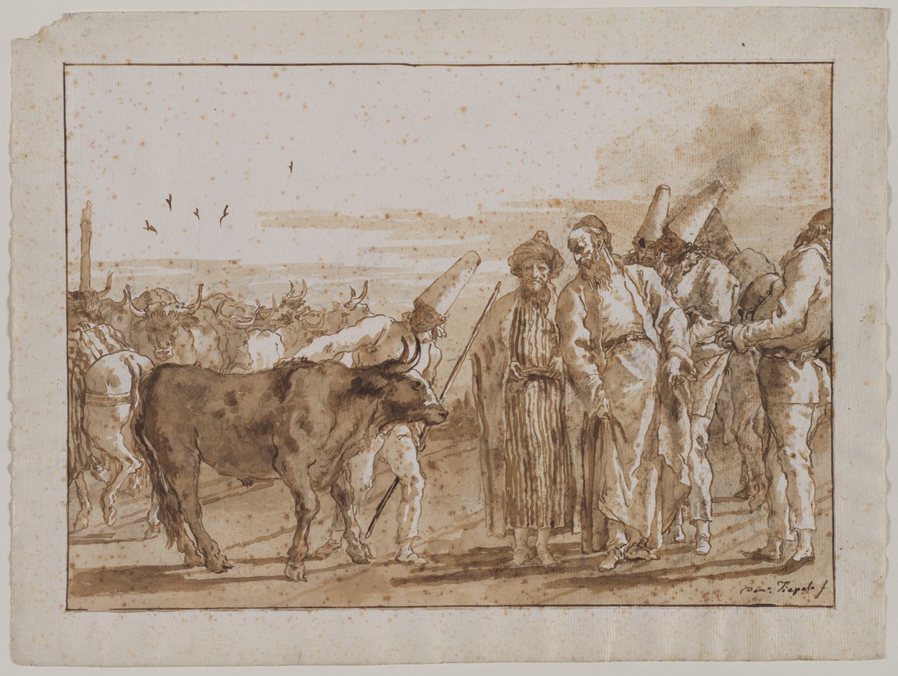 O vendedor de gado, década de 1790. de Giovanni Domenico Tiepolo
