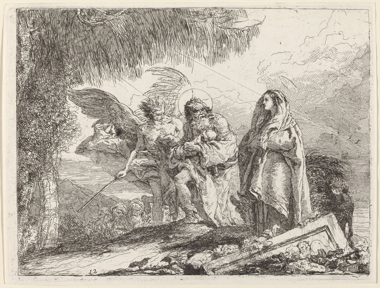 O Vôo, Sagrada Família Caminhando com Anjo de Giovanni Domenico Tiepolo
