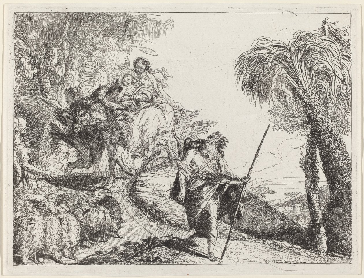 O voo com Joseph em primeiro plano de Giovanni Domenico Tiepolo