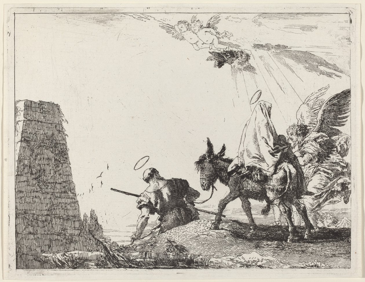 O Vôo com Obelisco à Esquerda de Giovanni Domenico Tiepolo